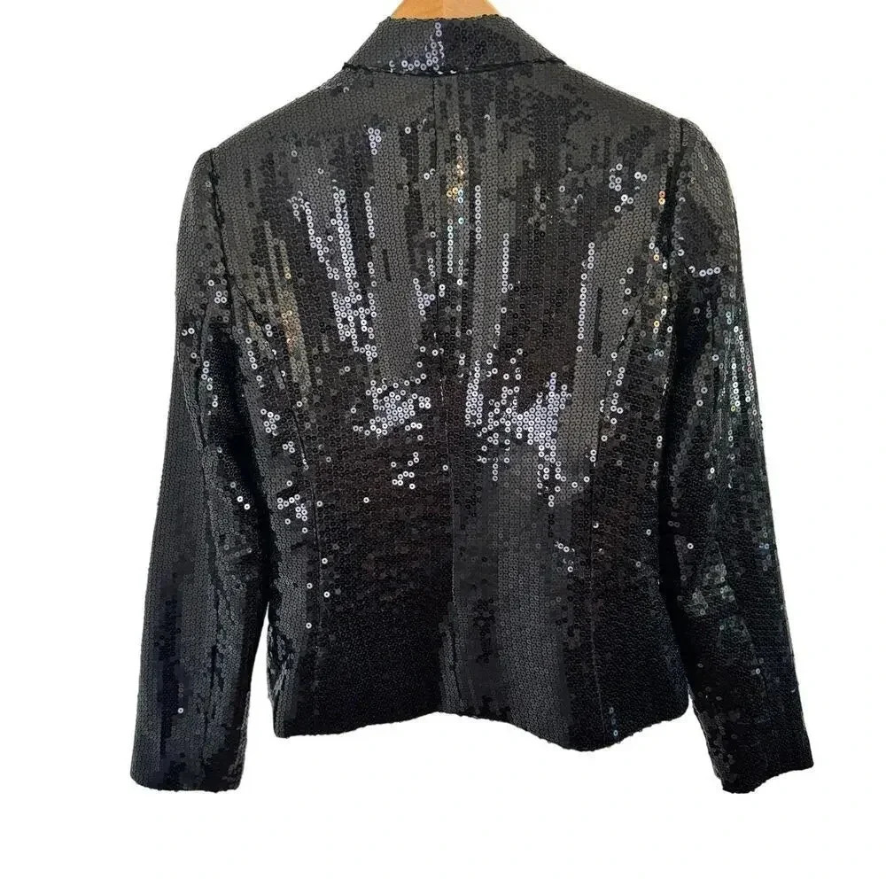 Double Zero Black Sequin Blazer One‎ Button Front… - image 5